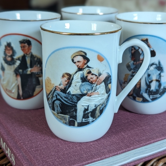 Norman Rockwell Other - Set of 4 Vintage Norman Rockwell 8 oz mugs